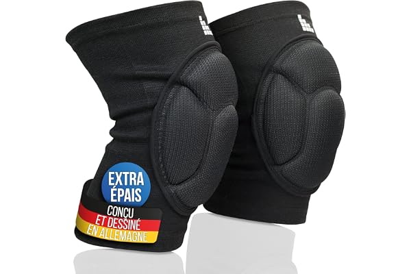 LAUTER SCHUTZ ® 3-ZONE Genouillères - respirantes & douces - avec rembourrage à 3 zones pour la protection et la liberté de mouvement pour le handball, le volley-ball, le VTT et plus encore (L)