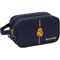 Real Madrid Kulturbeutel Für Kinder – Offizielle 2. Mannschaft Tasche (24/25, Marineblau, 26x12x15 Cm) Mit Griff & Reißverschluss
