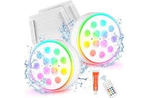 ZWOOS Luz Subacuática, iluminación Subacuática Recargable, Luz Controladora RGB Multicolor, Luz Decorativa para Jardín, Acuario, Bañera, Piscina o Spa