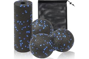 WEXFFU 3 Pcs Blackroll et Rouleau de Fascia, Petite Balle de Massage Rouleau de Fascia Pour la Colonne Vertébrale, le cou,Offre un Massage et un Soulagement de la Douleur Avec Sac de