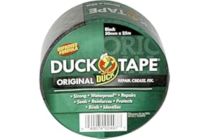Duck Tape Original Ruban adhésif imperméable formule améliorée et haute résistance pour réparation de conduit ou canalisation Noir 50 mm x 25 m