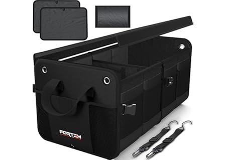 FORTEM Hopfällbar Bagagelåda för Bil – Förvaringslåda med Flera Fack, Halkfri Botten, Justerbara Spä - Amazon Deal & Rabatt