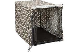 MIDWEST HOMES FOR PETS MidWest Pokrowiec na klatkę dla psa z ochronnym teflonem, z poliestru i bawełny, dla prywatności w kojcu, do klatek o wymiarze 90 cm, brązowy, z nadrukiem, do prania, ogranicza szczekanie