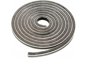 UPSEN Uszczelka szczotkowa, szczotka uszczelniająca, samoprzylepna, 5 m, uszczelka szczotkowa, uszczelka podłogowa drzwi (9 mm (szer.) x 5 mm (śred.), szara)