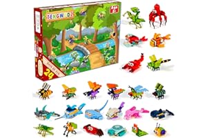 TENGWUDZ Calendario de Adviento Bloques de construcción, cuenta atrás de 24 días, 12 en 1 animales marinos insectos bloques de construcción, Navidad y Año Nuevo regalos sorpresa para los niños