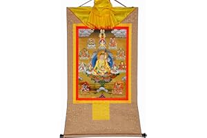 Gandhanra Thangka Tibétain - Les huit formes de Guru Rinpoché Thangka - Peinture Tantrique Bouddha à Dorure - Tapisserie Mural pour Décoration Zen - Méditation et Relaxation Spirituelle