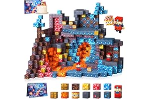 COOLJOYA Magnetic Blocks, Magnetic Building Blocks for Kids Boys Girls Aged 3 4 5 6 7 8 Years Old, Montessori STEM Toys for Toddlers Kids, Halloween Sword Lava