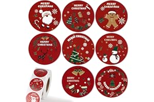 GEBETTER 500pz 2,5cm Etichette Adesive Natalizie Adesivi Chiudipacco Natalizi Sticker per Pacchetti Pacchi Regalo Biglietti Auguri Buste Natale (B)