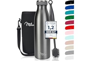 Milu Thermoflasche 350ml 500ml 750ml 1L 1,5L Isolierte Edelstahl Trinkflasche Thermoskanne Auslaufsichere Isolierflasche doppelwandig für heiße und kalte Getränke, Kohlensäure geeignet (Grau, 750ml)