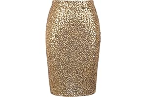 keland Donne Sexy Gonna a Tubino con Paillettes Alta Vita Glitter Bodycon Gonne Midi Abito da Cocktail