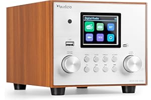 Audizio Vieste Radio Dab+ FM Bluetooth 5.0 - Grise, Subwoofer Intégré, Écran Couleur 2,8", Port USB, Sortie Casque, Télécommande Incluse, Idéale pour Écouter la Radio à la Maison