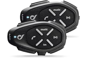 INTERPHONE LINK HD- Doppio - Interfono Casco Moto Auricolari Stereo Alta Fedeltà 40mm, Uso Pilota - Pilota, Distanza 300Mt, Autonomia 20 Ore, GPS, TFT, Impermeabile IPX67