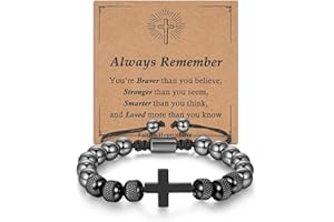 ilasif Cross Bracelet for Boys, Adjustable Woven Bead Cross Bracelet Christening Gifts for Teen Boys, Birthday Baptism Christian Christmas Jewellery Gifts for Son Grandson Nephew Brother