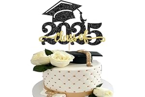 SYKYCTCY 1 Pack Class of 2025 Cake Topper Glitter Congrats Grad Cap 2025 Graduation Cake Pick for 2025 Graduation Theme High School Graduate Party Cake Decorations Supplies