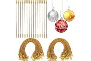 AUGSUN Weihnachtskugeln Aufhänger Haken, 200 Stück Christbaumkugel Aufhänger Haken mit Druckknopf Kugel Aufhänger für Christbaumkugeln Weihnachten Deko(Gold)