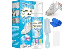 MiotuHome Shoe Cleaner, 6.76 Oz Shoe Cleaning Kit with Brush& Towel, Trainer Cleaner Kit Removes Dirt and Stain, Sneaker Cleaner for White Shoes, Leather Knit Boots Canvas Nubuk Suede Cleaner