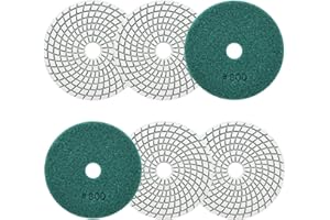 SANLEETEK Wet Diamond Polishing Pads 4"/100mm - 6pcs Grit 800 Polish Pad Kit for Granite Marble Artificial Stone Quartz for Angle Grinder