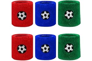 BRTNUP 6 Pieces Sports Wristbands for Kids, Sports Wrist Sweatbands, Kids Sports Wristbands Sweat Bands, Comfortable Sports Wrist Sweatbands for Football Tennis Running