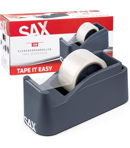 Plakdispenser voor 2 rollen plakband 25 mm breedte of voor 1 rol verpakkingstape 50 mm zwaar en stabiel