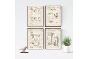 Nacnic Set 4 Posters Décoration Murale de Style Vintage A4 sans Cadre (Toilette)
