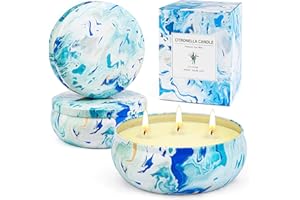 SACEMONTIC Citronella Kerze Outdoor Drinnen, 3 x 12oz Natürliches Sojawachs Duftkerzen,240 Std Draußen Kerzen, Groß Zitronella Kerze für Camping, Garten, Hause, Hotel, Duftkerzen Kerzen Set Geschenke