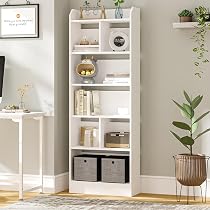 Hzuaneri 6-Tier Bookcase, Adjustable Storage Shelf, Large Capacity