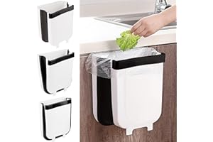 WDEC Pattumiera Cucina Pieghevole, Pattumiera da Appendere, 9L Protezione Ambientale Pattumiera Cestino Bagno da Portatile da Cucina, per Cucina, Auto, Bagno, Ufficio e Camera da Letto (Bianca)