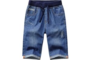 Echinodon Jungen Jeans Shorts 1/2 Kurze Hose Kinder Sommer Jeanshose Weich/Dünn/Atmungsaktiv