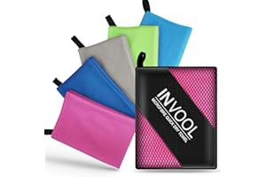 INVOOL Toalla de Fibra Superfina, 5 Colores (Rosa) con Bolsa de Transporte - Ideal para Viajes, Camping, Gimnasio, Playa, Vacaciones, Toalla de Secado Rápido (90x180)