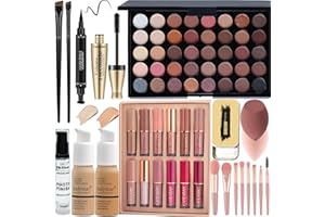 SONGQEE Make-Up Sets,All In One Make Up Set For Women,Makeup Kit Includes 40 Colors Eyeshadow Palette Mascara Foundation & Face Primer Eyeliner Stamp Lip Gloss Set Eyebrow Soap Makeup Sponge