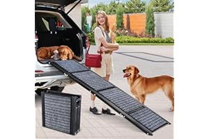 SNAGLE PAW Extra Long 170cm Foldable Dog Ramps Large Dogs, Pet Ramp for Car with Non-Slip Rug Surface, Pet Ramp Portable,Large Stairs Steps for Medium & Large Dogs Up to 113kg Get Into a Car, SUV & Truck