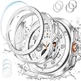 [2+2+3 Pack] Goton 3 in 1 for Samsung Galaxy Watch Ultra 47mm 2024 Screen Protector Case, HD Tempered Glass Screen Protector Hard PC Case Bezel Ring Cover for Galaxy Watch 7 Ultra Silver