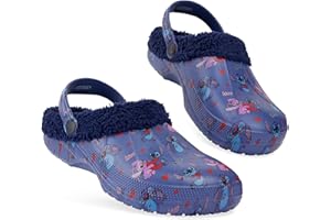 Disney Stitch Clogs for Women Fleece Lining Slip On Garden Shoes Heel Strap Options with Charms Indoor Outdoor Stitch Gifts