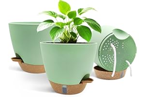 TIKTALK 20cm Selbstbewässerungstopf 3er Set - Hochwertiger Blumentopf mit Bewässerungssystem & Wasserstandsanzeige. Ideal für Urlaub, Büro & Anfänger. Schützt Pflanzen 10+ Tage vor Austrocknen (Grün)
