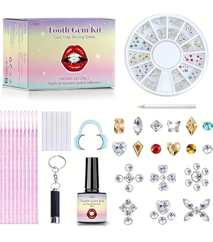 Glitter-tandenset, glitter voor tanden, glitter, tanden, tanden, doe-het-zelf tanden, edelstenen, kit glitter voor Benti Teeth Gems, 1445 stuks