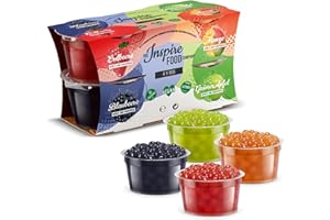 THE INSPIRE FOOD COMPANY INSPIRE FOOD - Mix Perle Bubble Tea - 4 Confezioni Popping Boba | Fragola, Mango, Mirtilli, Mela Verde | 100% Vegano, Senza Glutine, Senza Coloranti Artificiali, 100g ciascuna