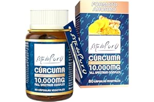 Cúrcuma con Pimienta Negra | Cúrcuma Estado Puro 10000mg | Antiinflamatorio Natural, 25x Veces Más Concentrada, Tres Tipos de Curcumina | 80 Cápsulas de Cúrcuma Tongil (1)