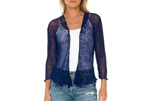 SHU-SHI - Cardigan/Coprispalle Trasparente - Effetto a Maglia - Donna