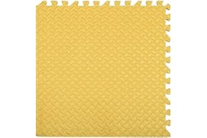 MaTvize Eva Gym Flooring Exercise Mats – (60x60cm) 1cm Thick, 4 Pcs Large Heavy Duty Interlocking, Non-Slip, Yoga Foam Floor Tiles Office, Home & Kids Play (Yellow, 4 Tiles (16 Square Feet))