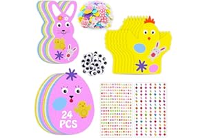 Leesgel Artesanías de Pascua para niños, 24 pegatinas de espuma de Pascua con diamantes de imitación para decoraciones de Pascua, regalos de Pascua, suministros de fiesta, regalos