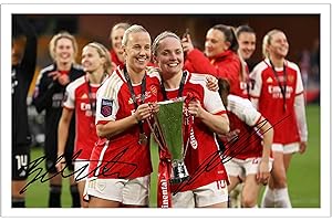 RJR PRINTS Beth Mead & Kim Little - Arsenal Ladies Signed 6X4 Inch Photo Print With Pre Printed Signature Football/Soccer Autograph Gift