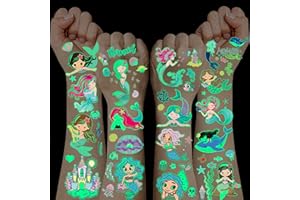RIZTGAE 100+ Pezzi Tatuaggi per Bambini Sirena, Regalini Fine Festa Compleanno Tatuaggi Temporanei Regalo Bambina 3-12 Anni Trasferelli per Bambini Pignatta Compleanno Stickers Bambina Attacca Stacca