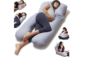 Niimo Cojín Embarazada XXL - Ganador del Doble Platino 2022, Cojín Embarazada y Cojín Lactancia Bebé con Funda 100% de Algodón, Almohada Embarazada Dormir, Lavable Relleno de Poliester