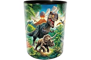 ‎GOLDBUCH goldbuch 82 157 Papierkorb Vulkan, Mülleimer Dino, Abfalleimer Ø 25 cm, Höhe 30 cm, Behälter 12 Liter Fassungsvermögen, Papierbehälter für Kinder Motiv Dinosaurier, Müllbehälter bunt