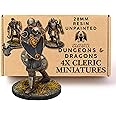 Grinning Gargoyle - DnD Miniatures Adventurers 4 Pack - 28mm Resin Highly Detailed Pathfinder Miniatures - Unpainted DnD Figures - Dungeons and Dragons Figures - DnD Fantasy Miniatures (Cleric)