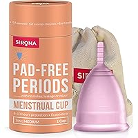 Sirona Reusable Menstrual Cup for Women - Medium Size with Pouch, Ultra Soft, Odour and Rash Free, No Leakage, Protection for Up to 10-12 Hours, FDA Approved