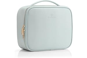 Vlando Bolso para Maquillaje, Organizador de Almacenaje de Maquillaje, Neceser de Viaje, Bolso de Aseo, Compartimentos Ajustables con Asa, Regalo para Mujeres (Azul)
