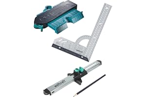 wolfcraft Geling Set Laminat- und Designboden einpassen I 6976000 I Komplettset aus Universalwinkel, Konturenlehre und Laminat-Einpasser I Set zum Einpassen von Böden