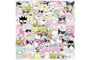 WKXINXUAN Pegatinas Sanrio, Pegatinas Hello Kitty, 100PCS Sanrio Pegatinas, Pegatinas de Vinilo Sanrio Stickers, Pegatinas Anime, Pegatinas Kawaii, para Portátil y Monopatín, Maleta, Coche, Bicicleta, Pegatinas