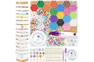 DIYDEC 5440 Glass Seed Beads, 3mm Small Round Craft Glass Seed Beads for Bracelet Jewelry Making Kit Tiny Waist Seed Beads for Bracelets Jewelry Making DIY Gifts